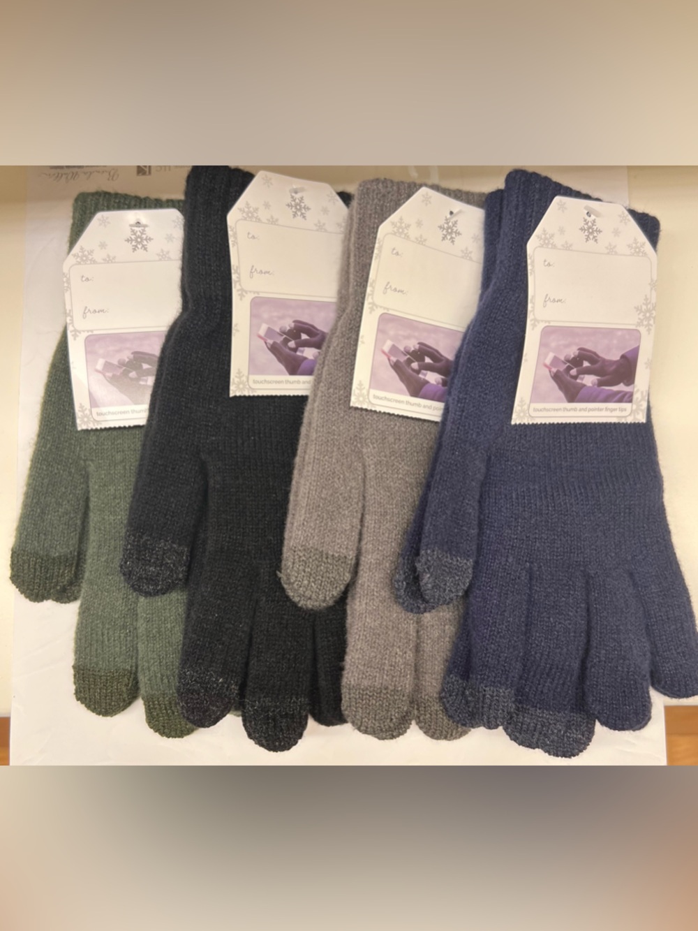 FOUR Pair Black, Green, Blue and Grey Knit Touchscreen Gloves